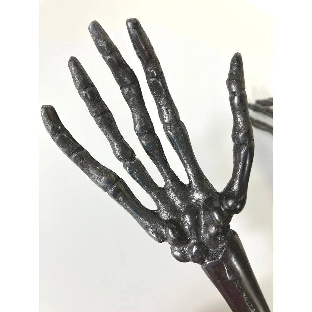 Skeleton Arms Metal Salad Tongs Servers Gun Metal Halloween Goth